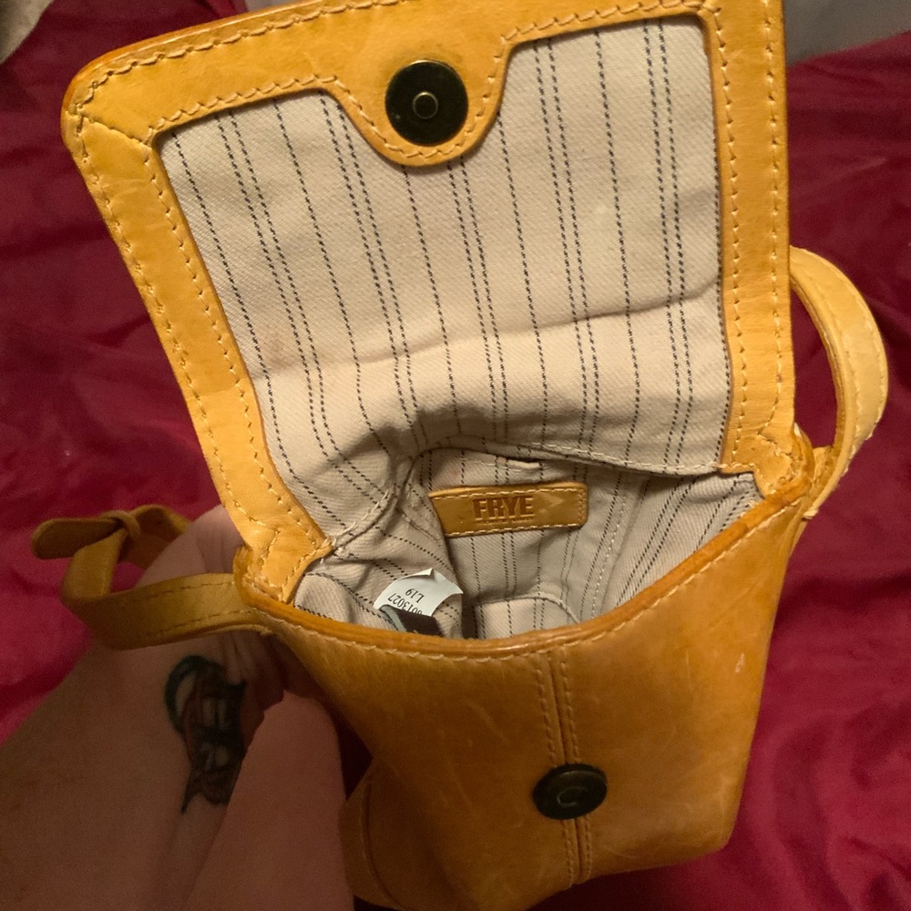 Fry Leather Crossbody phone purse.. color is mustard - Picture 9 of 12
